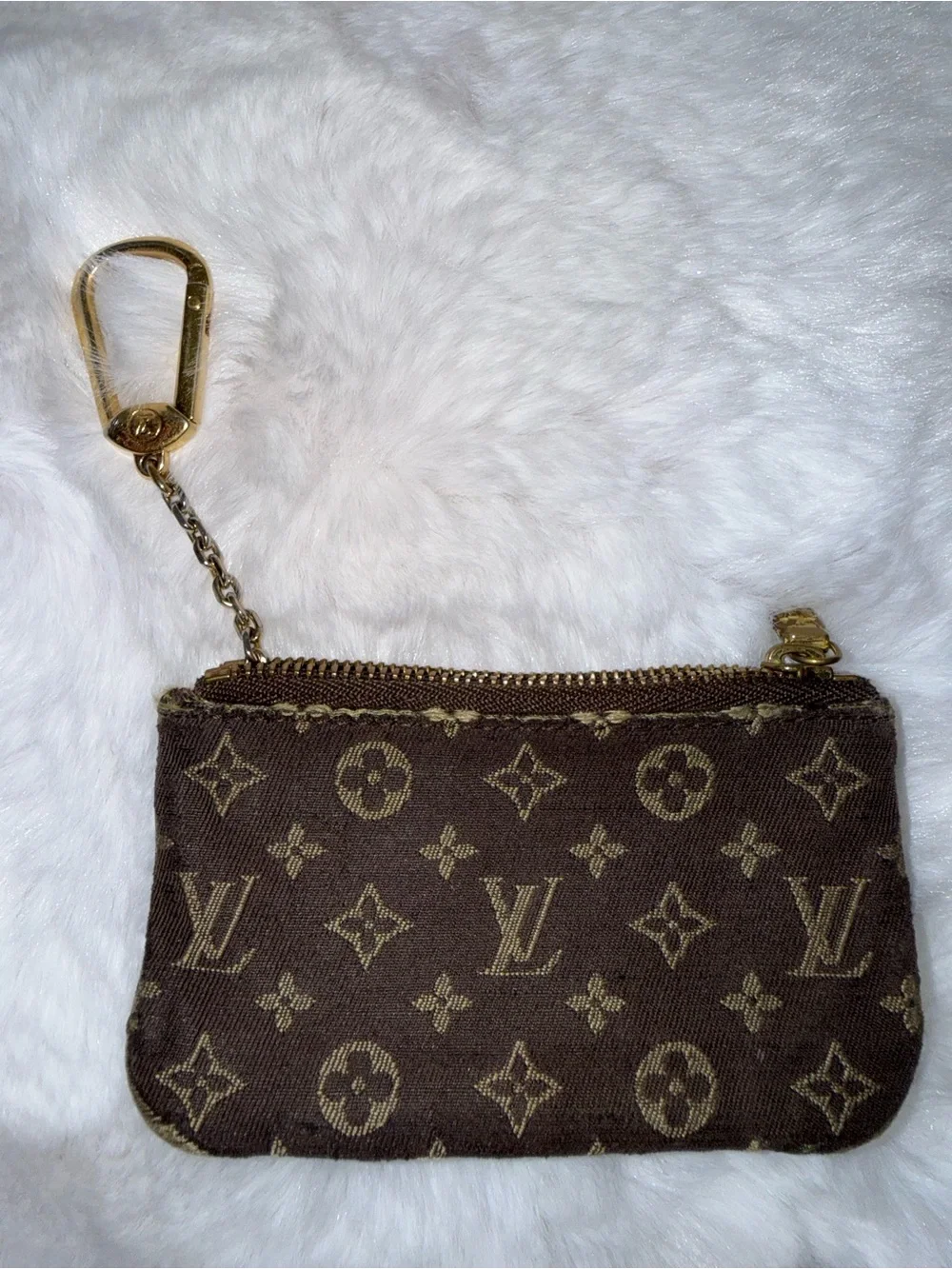 Louis Vuitton Monogram Canvas Mini Lin Key Card Pouch in Brown and Tan